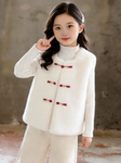2025年冬季新款女童仿皮草中式毛毛马甲坎肩百搭盘扣国风原创背心