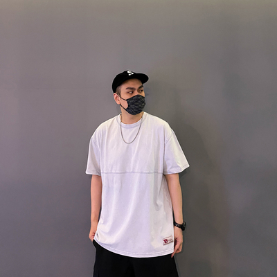 切割拼接水洗蜡染做旧短袖t恤