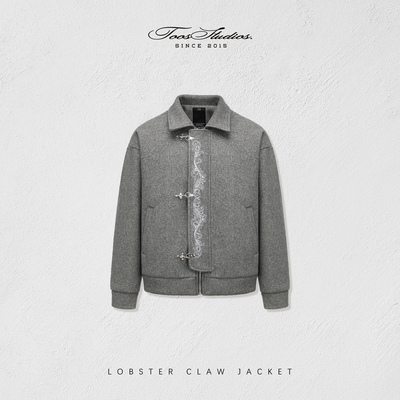 Toos.25AW 图腾刺绣重磅毛呢飞机扣龙虾扣夹克外套