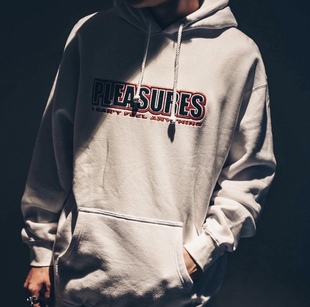 APPLIQU FACE FEEL HOODY 现货 刺绣BOX帽衫 PLEASURES