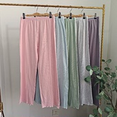 睡裤 打孔棉女士家居九分裤 薄款 日单外贸出口剩余百分百全棉老式