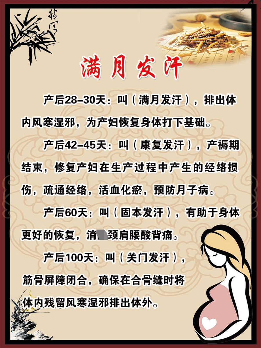 770产妇满月发汗常识科普月子中心宣传挂图828kt展板写真海报印制