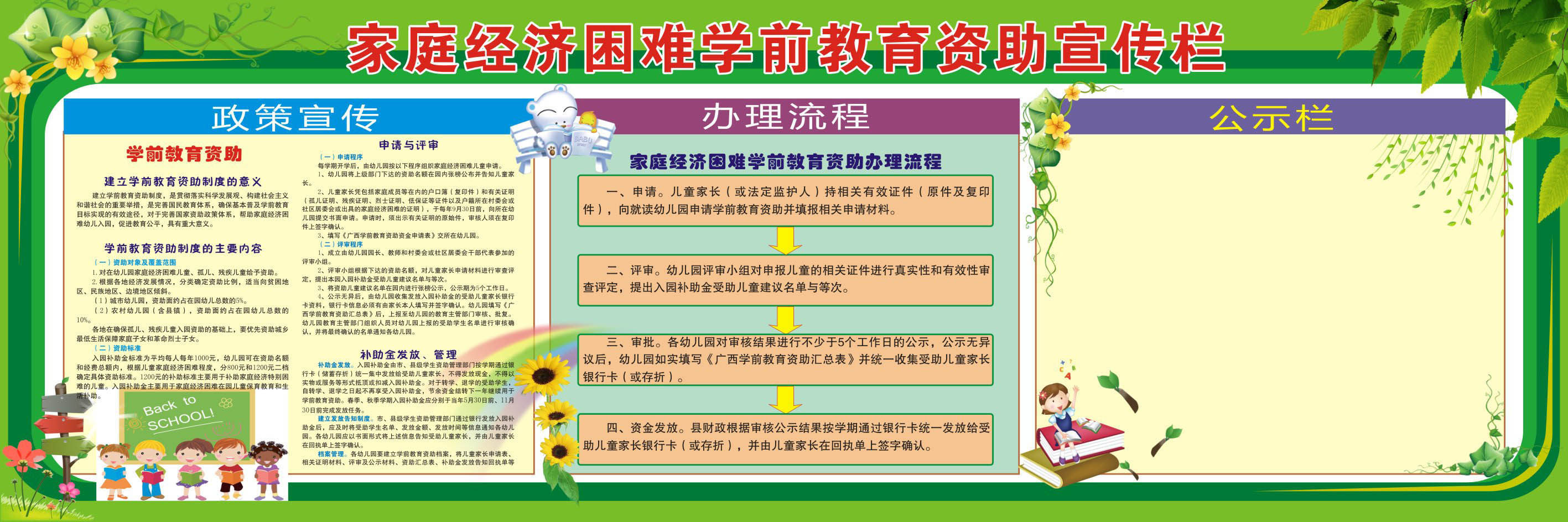 734贴纸海报展板喷绘素材487家庭经济困难学前教育资助宣传栏