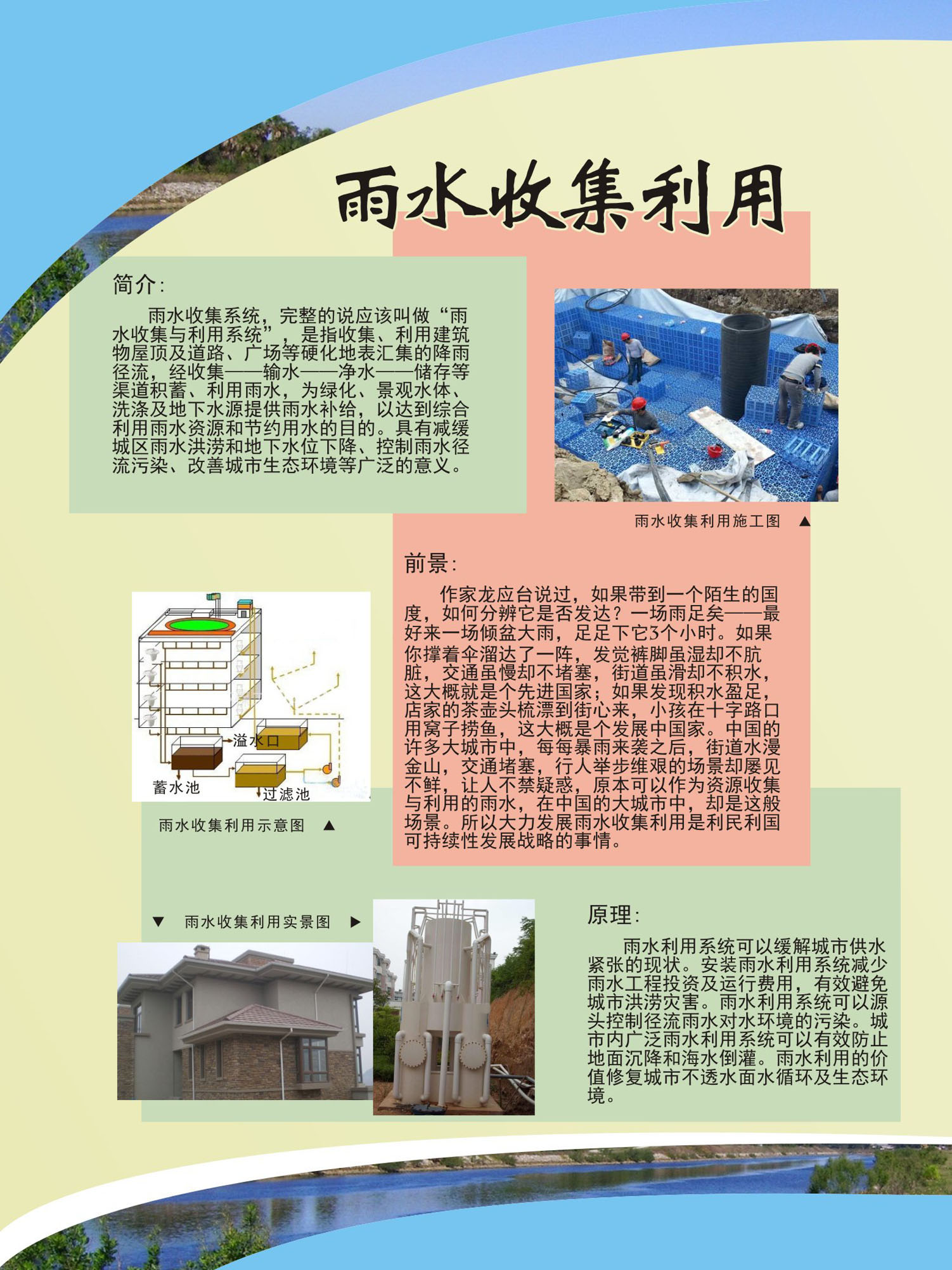 728贴纸海报展板喷绘素材658校园科技知识雨水收集利用原理