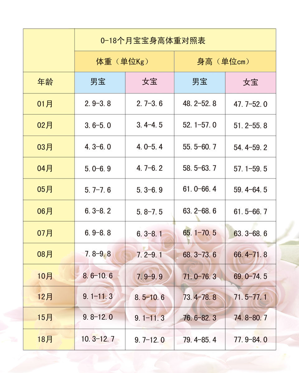 634画布海报展板喷绘素材贴纸466宝宝身高体重对照表图片挂图印制