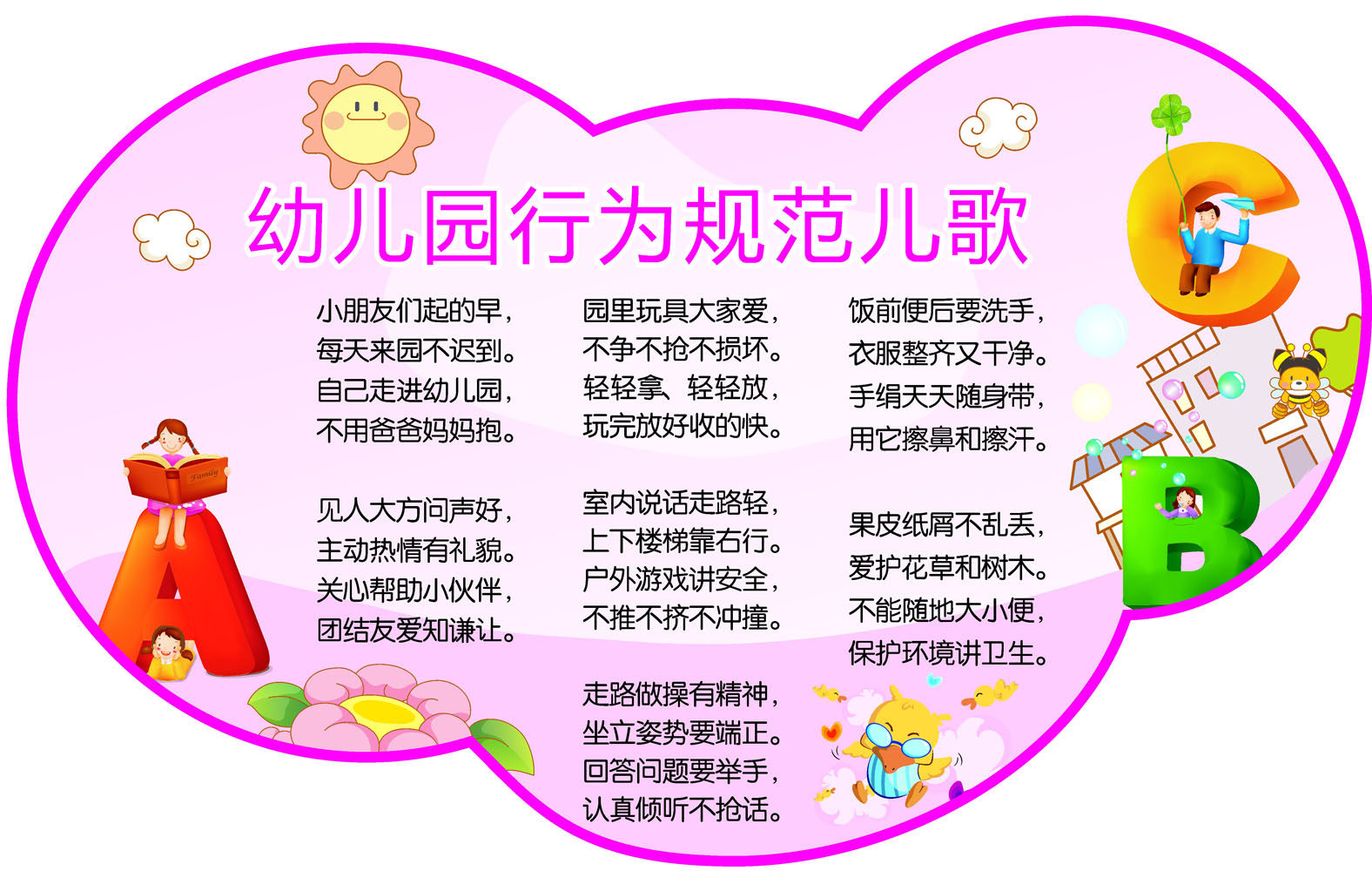 612画布海报展板喷绘素材贴纸203幼儿讲卫生儿歌1