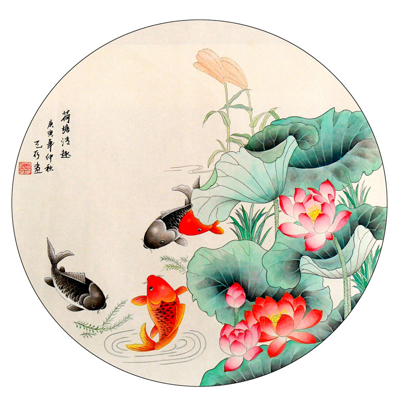 707居家海报展板喷绘素材贴纸图片39荷塘清趣国画艺术zip
