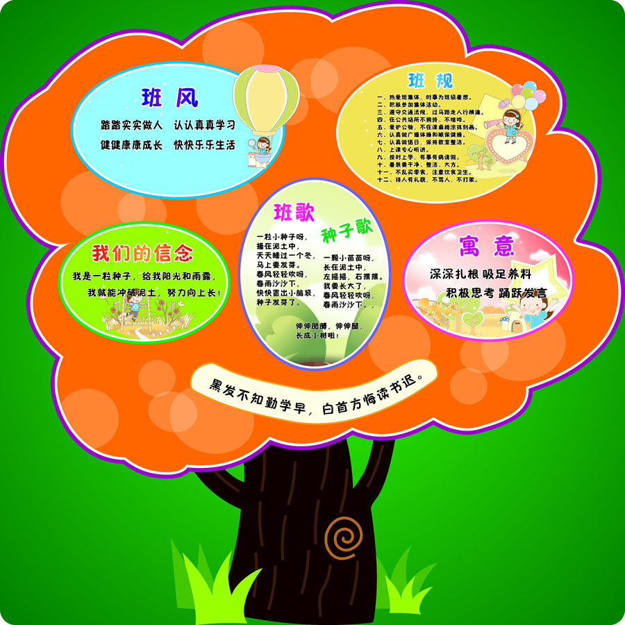 748贴纸海报展板喷绘素材822校园文化班级树班风班规班歌寓意信念