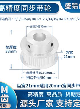 同步带轮S5M29齿宽21B内孔5 6 8 10 12 12.7 14现货非标同步轮S5M
