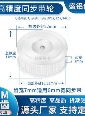 同步带轮S3M20齿宽7内孔4 5 6 6.35 7 8 10S3M060A现货非标同步轮