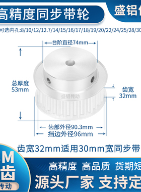 同步带轮S8M36齿宽32内孔14 15 16 17 18 19 20S8M现货非标同步轮