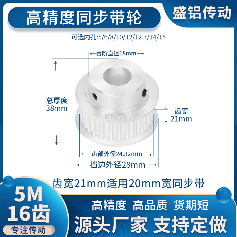 HTPA同步带轮5M16齿BF孔齿宽21mm