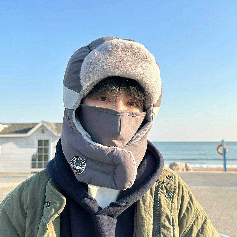 雷锋帽男冬季护脖一体棉帽子