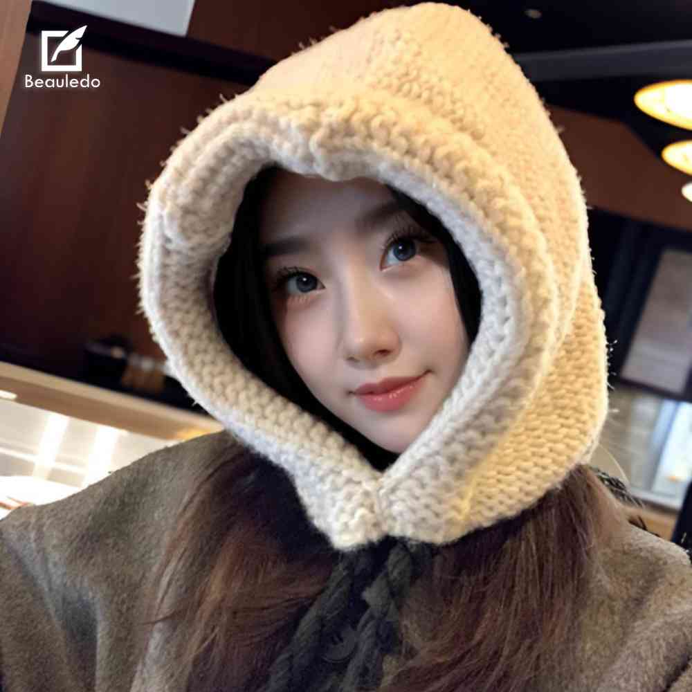 韩国ins手工系带针织毛线帽子女