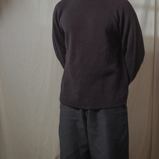 羊毛混纺 pu244 汉麻 熟褐 绒感圆领毛衣