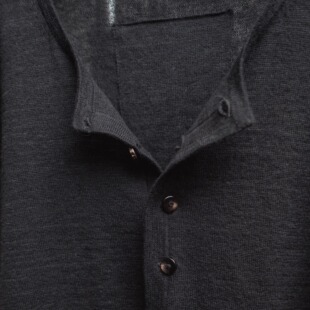 羊毛汉麻混纺 针织 pu244 亨利领长袖