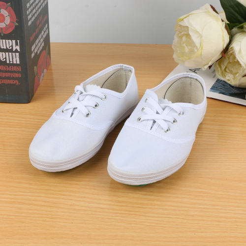 国途儿童舞蹈鞋白布鞋系带白球鞋