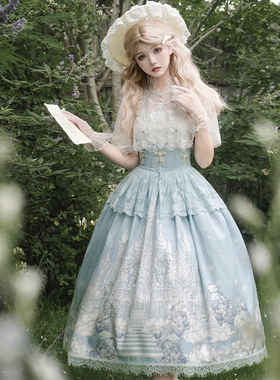 原创正版雪国梦境SK洛丽塔Cla系Lolita日常优雅蕾丝三件套半裙