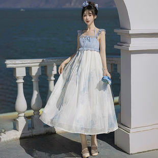 原创正版无尽夏日挂脖Lolita印花度假风日常JSK长裙吊带连衣裙