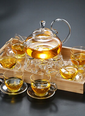 耐热玻璃茶具套装防掉盖花茶壶高把仙女壶功夫泡茶壶沏茶透明加厚
