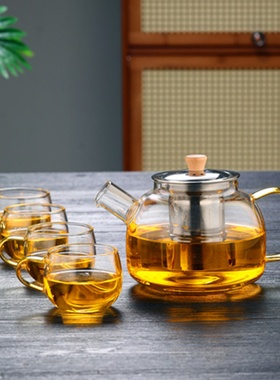耐高温玻璃泡茶壶煮茶壶耐热防爆加厚高硼硅玻璃钢漏家用待客套装