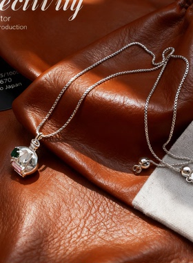 S925银小众时尚彩色香水瓶项链