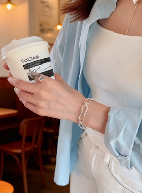 s925银简约几何链条手链