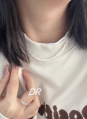 S925银女碎银子珍珠项链