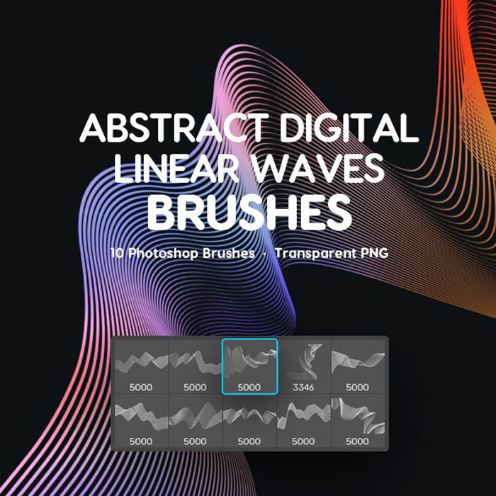 PS-289平面设计素材高清动态风格线条线性漩涡波浪ps笔刷插件ABR