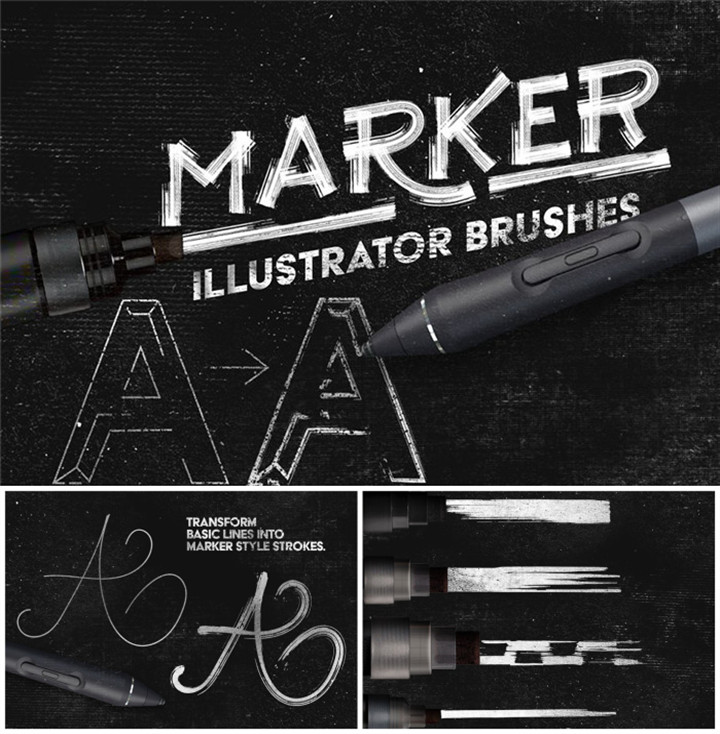 A0791矢量AI设计素材 马克笔特效创作AI笔刷插件