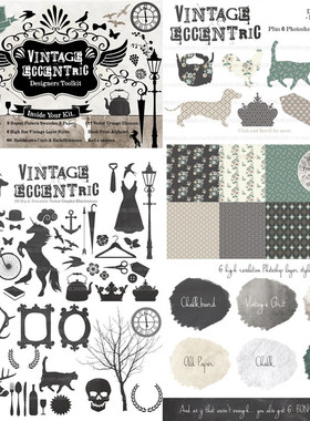 A0307矢量AI设计素材 复古欧美纹章logo花纹工具含swatches插件