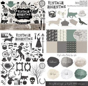 A0307矢量AI设计素材 复古欧美纹章logo花纹工具含swatches插件