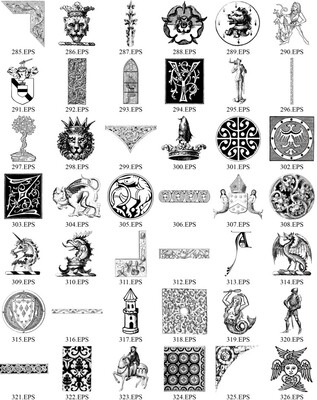 设计素材 Dover 中世纪图案素材Medieval Illustrations 424P EPS