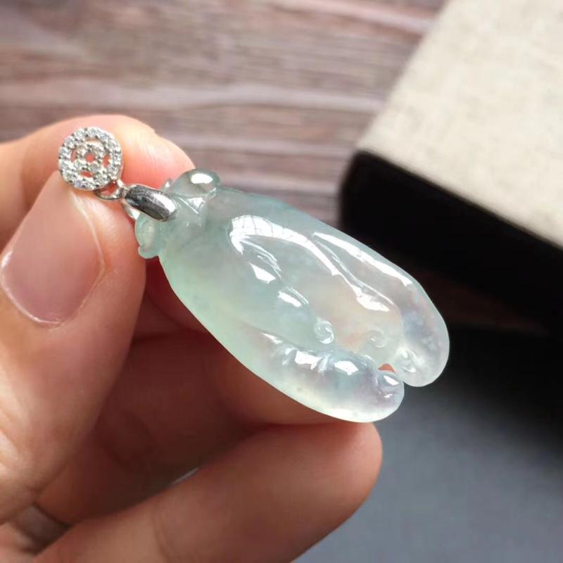 高峰翡翠-揭阳阳美缅甸天然A货冰种佛手吊坠挂件起胶带证书新品