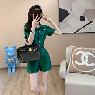 2023夏季新款小个子修身连身裤气质名媛高级感连体连衣短裤套装女