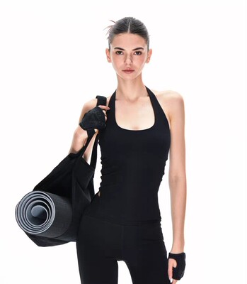 纯欲肤感U型挂脖吊带 复古辣妹修身露背结构运动瑜伽外穿背心上衣