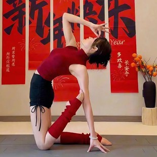 红色瑜伽服上衣2025新款超火绝美小飞袖新年高级感普拉提运动背心