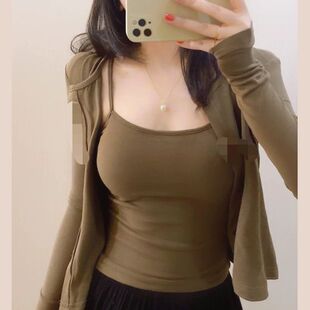 气质开衫女薄款秋季穿搭配小吊带外搭罩衫两件套加休闲外套上衣潮
