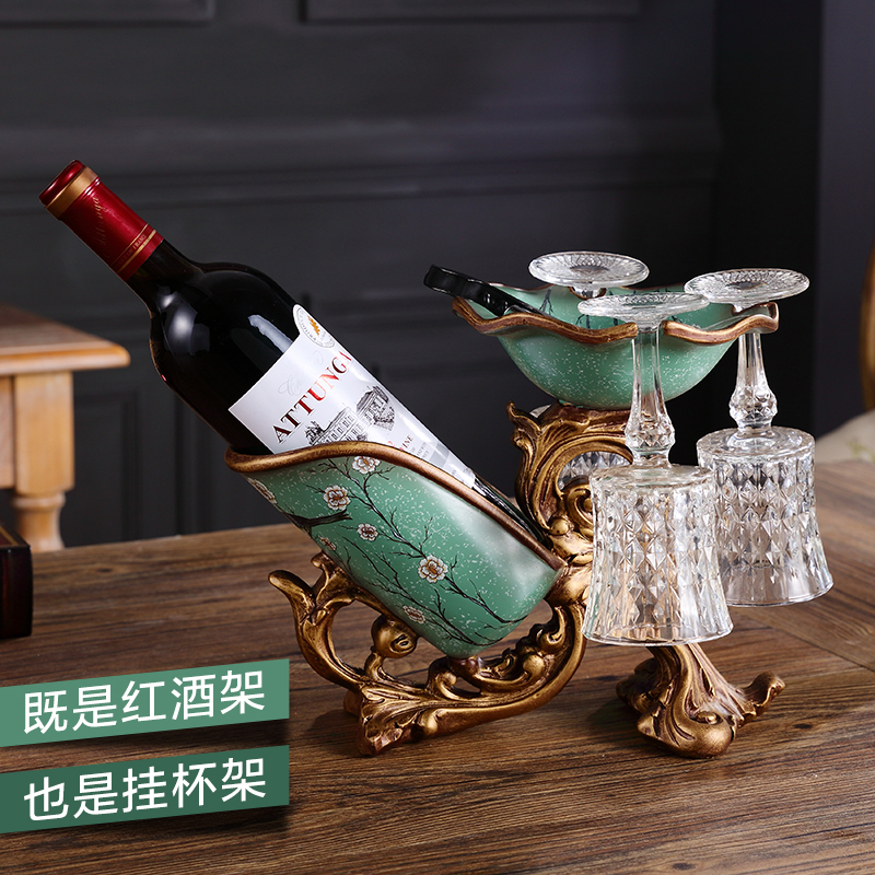 美式红酒架摆件创意欧式倒挂酒杯架葡萄酒玄关多功能酒柜装饰品