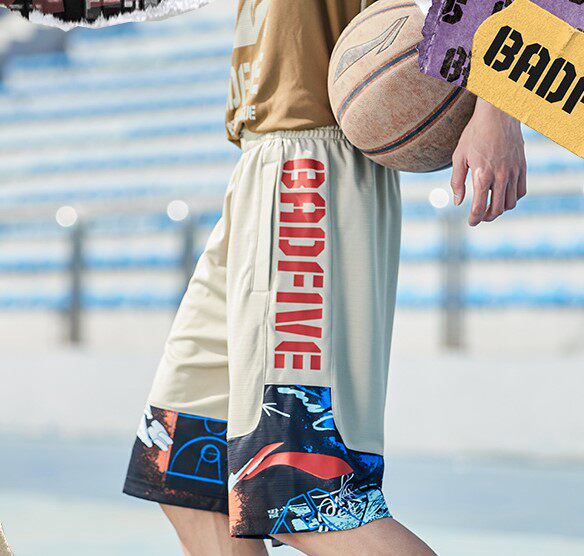 正品李宁篮球短裤2021新品badfive系列男子宽松比赛裤aapr207