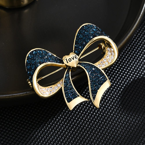 新款般般经典复古微镶立方锆蝴蝶结胸针高档高级感胸针服装配饰女