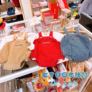 日本制直邮包税mikihouse专柜婴幼儿童纯棉田鸡裤背带裤70-90cm