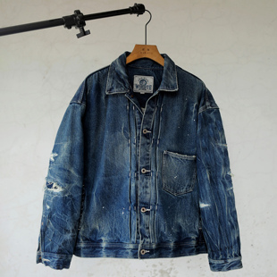 WIROTE 破坏做旧复古巴黎扣赤耳牛仔夹克外套 威络MDNS水洗闪电纹