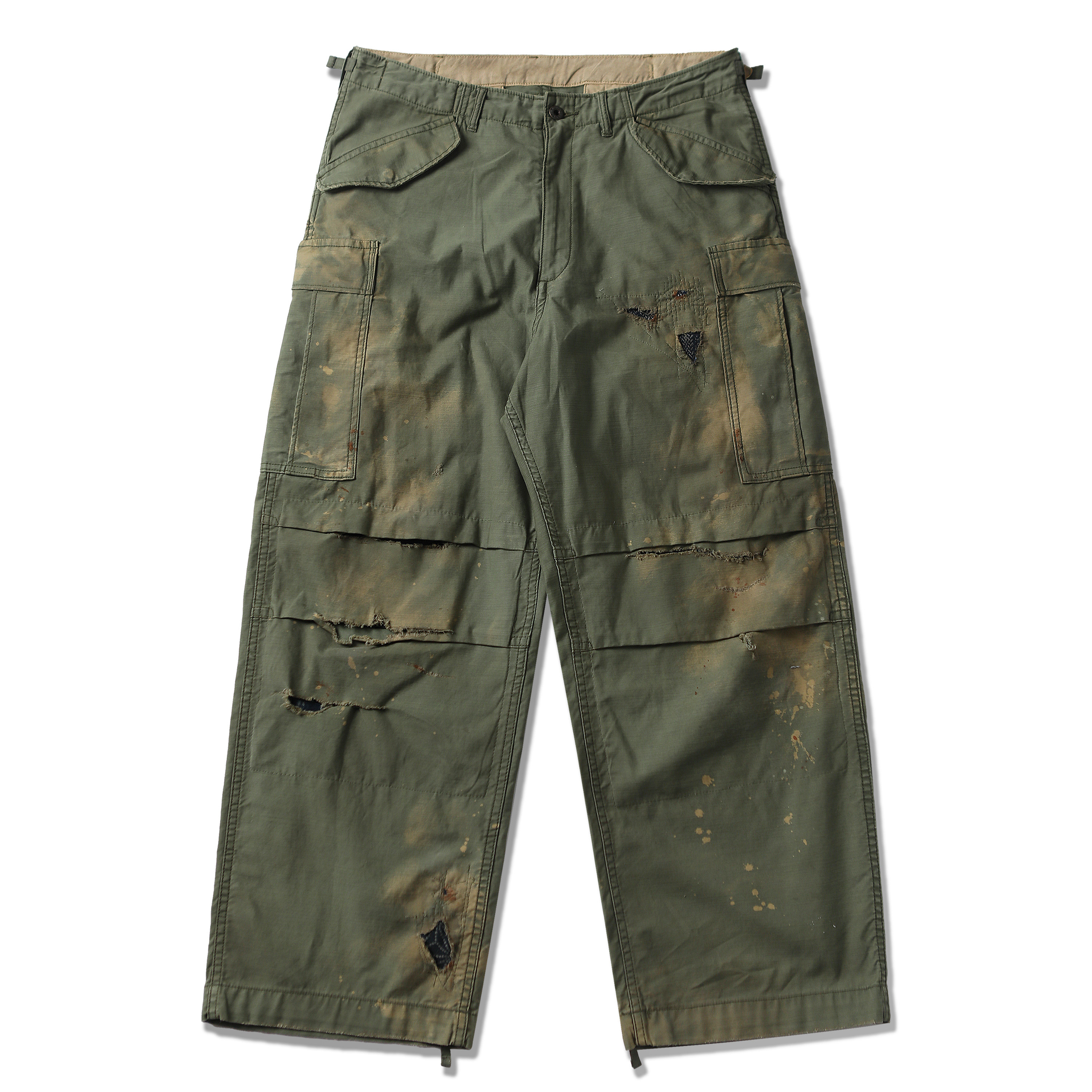 WIROTE威络 苔痕与羊皮信M65 CARGO PANTS双膝补丁军版工装阔腿裤