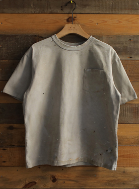 WIROTE威络夏季重磅泼墨水洗破洞做旧宽松百搭黑白色短袖T恤310G