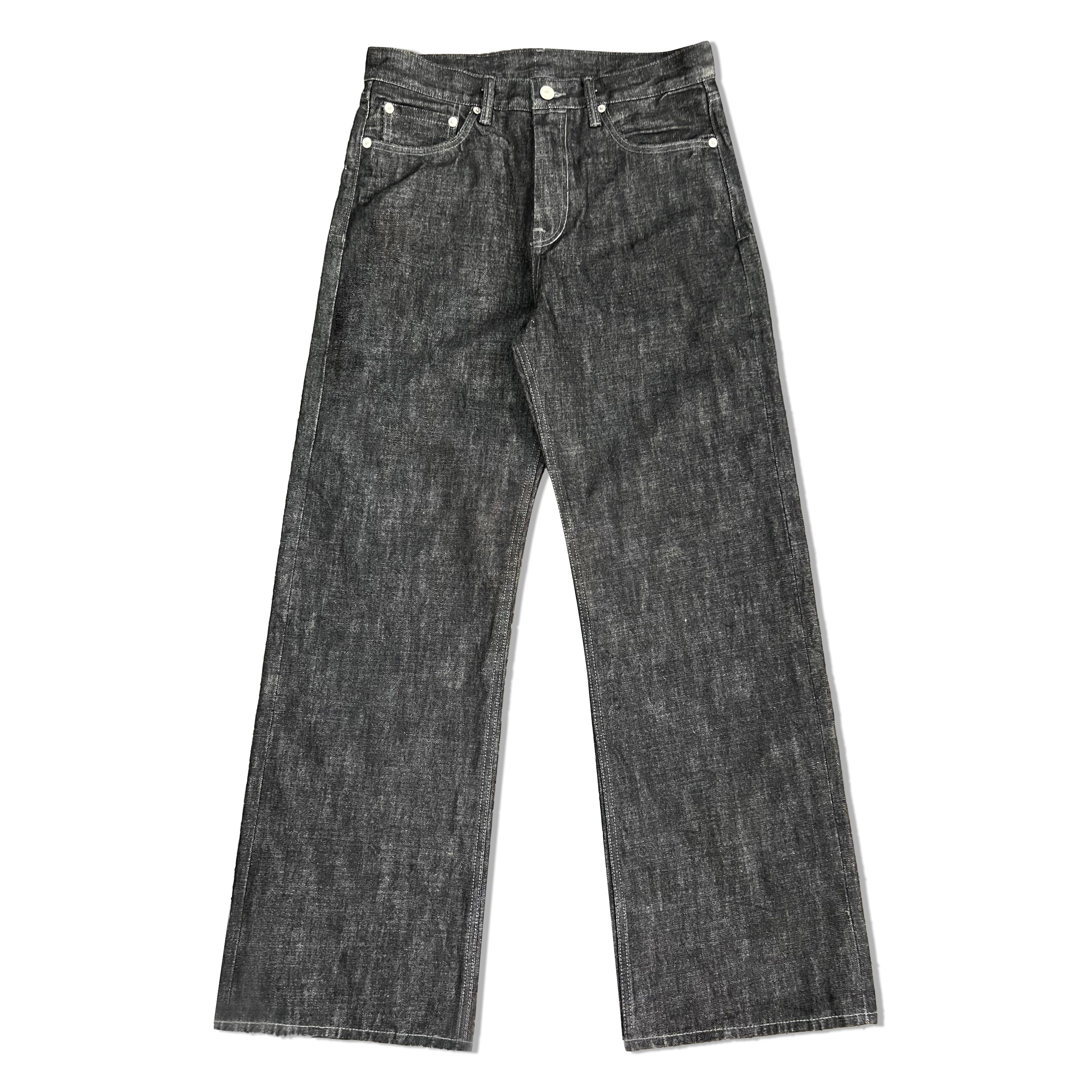 WIROTE威络 15oz靛蓝黑脱浆原色原牛 宽松A字阔腿版型赤耳牛仔裤