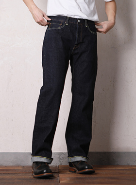 WIROTE威络 靛蓝官脱原牛靴裤微弹修身日产黑木粉耳牛仔裤15OZ