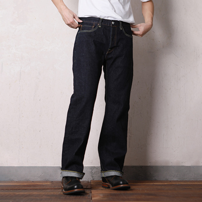 靛蓝黑官脱原牛靴裤微弹修身15OZ