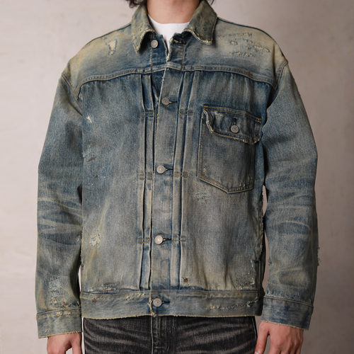 复古做旧牛仔外套男宽松夹克