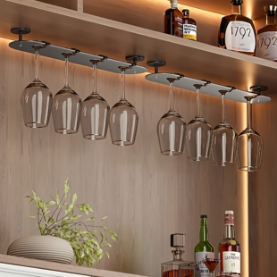 悬挂式酒杯架倒挂红酒杯放置架家用吊式酒具酒架轻奢高脚杯收纳架